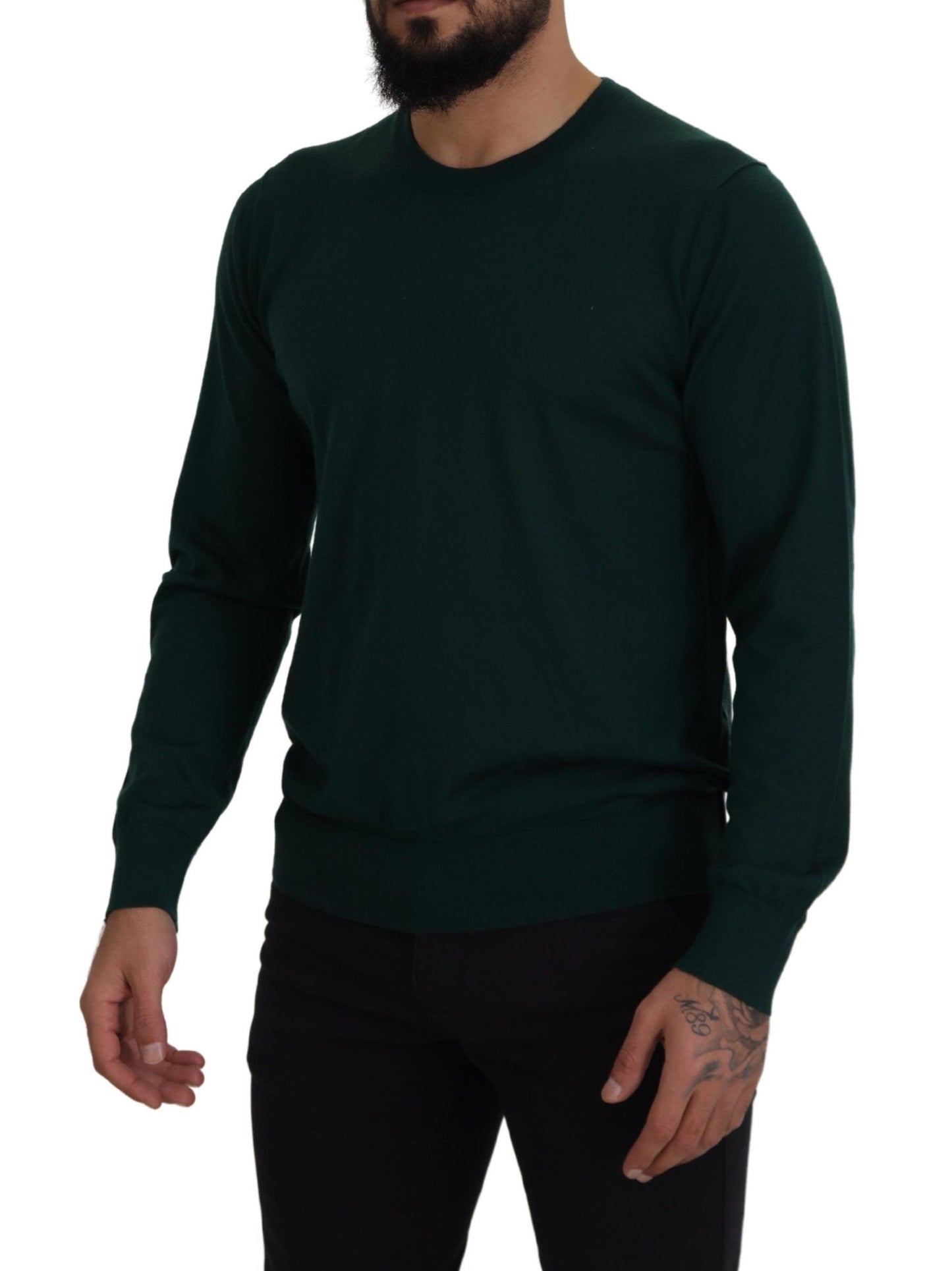 Dolce & Gabbana Elegant Green Crewneck Cashmere Sweater Dolce & Gabbana