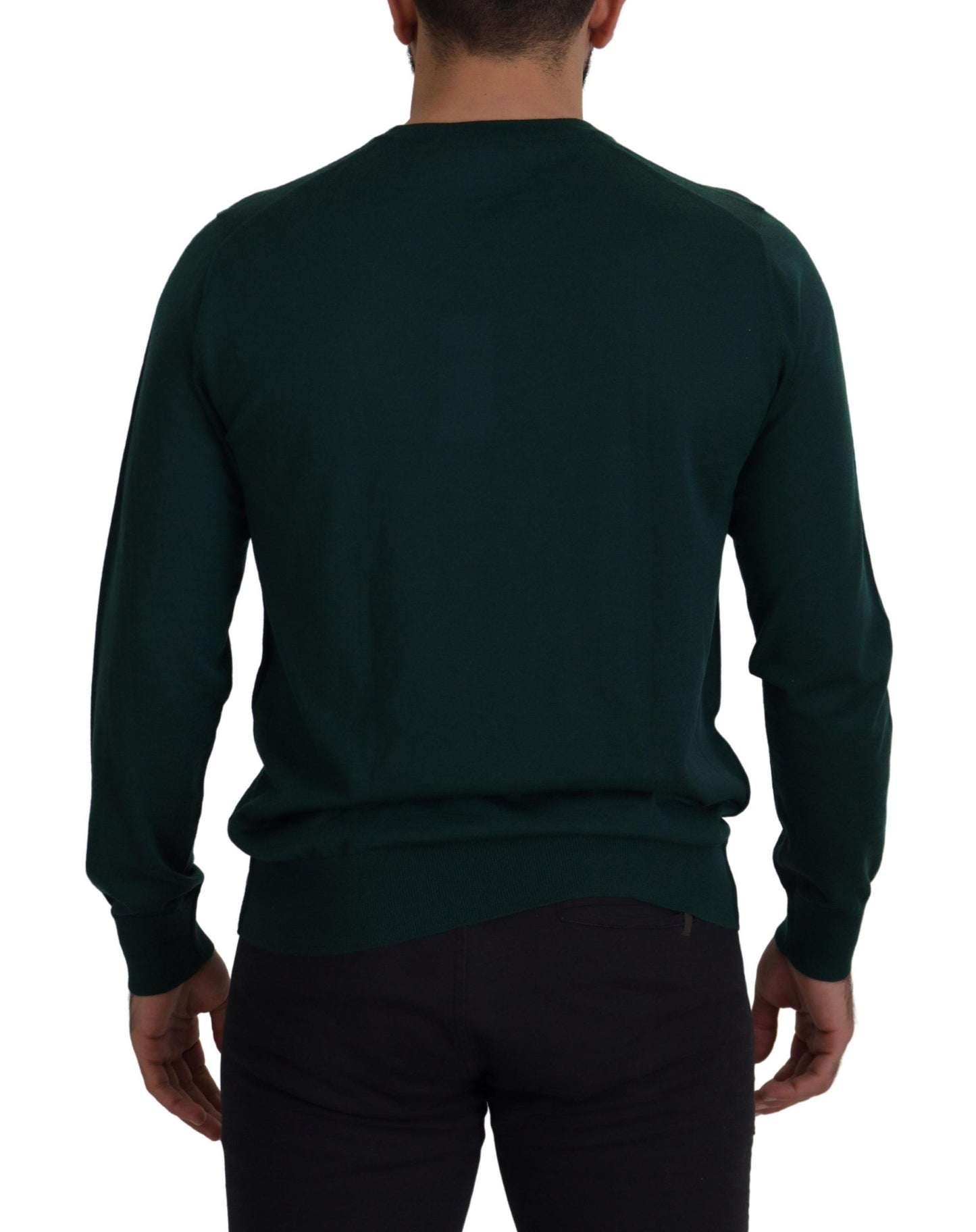 Dolce & Gabbana Elegant Green Crewneck Cashmere Sweater Dolce & Gabbana