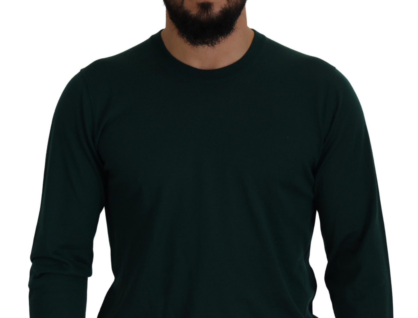 Dolce & Gabbana Elegant Green Crewneck Cashmere Sweater Dolce & Gabbana