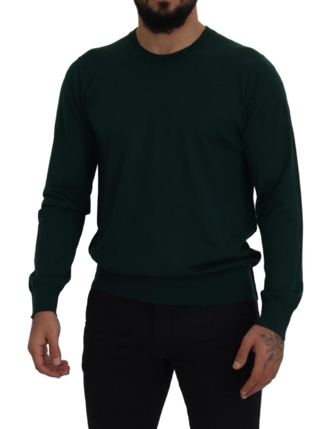 Dolce & Gabbana Elegant Green Crewneck Cashmere Sweater Dolce & Gabbana