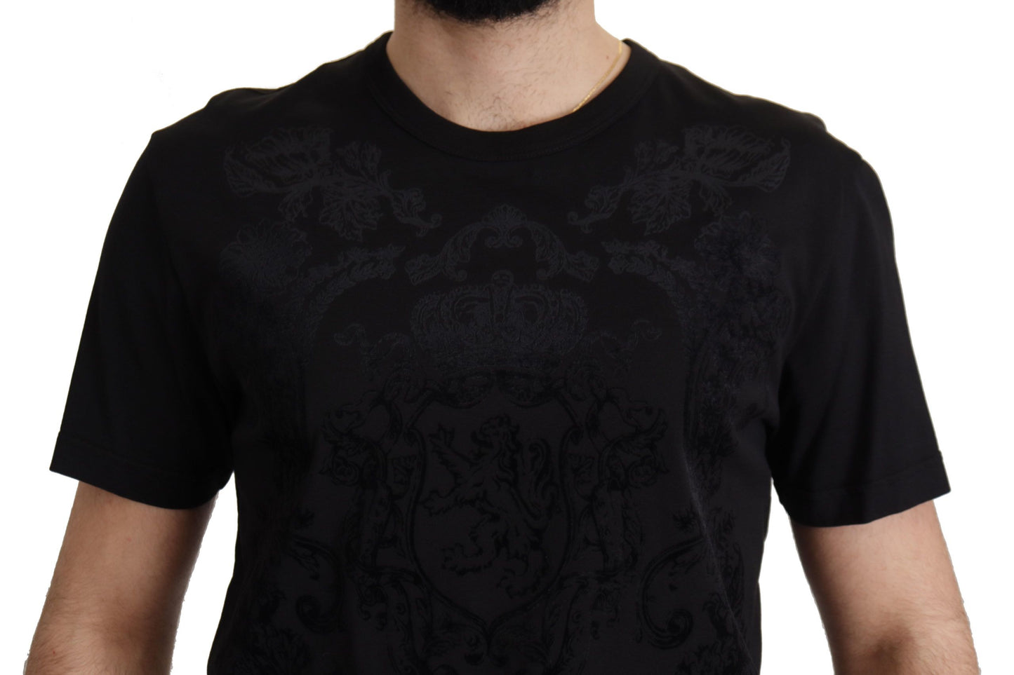 Dolce & Gabbana Elegant Black Baroque Crewneck Tee Dolce & Gabbana