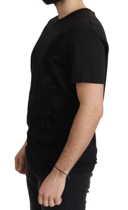 Dolce & Gabbana Elegant Black Baroque Crewneck Tee Dolce & Gabbana