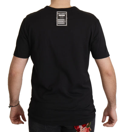 Dolce & Gabbana Elegant Black Baroque Crewneck Tee Dolce & Gabbana