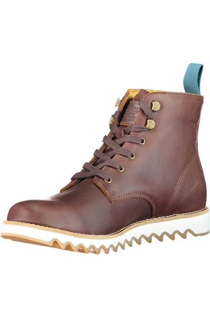 Levi's Elevated Brown Ankle Lace-Up Boots with Contrasting Sole Levi's