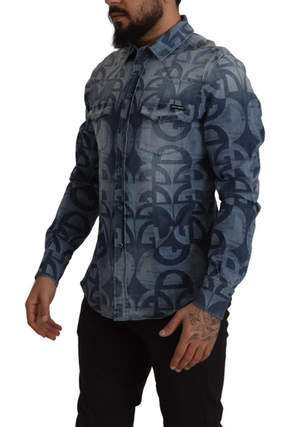 Dolce & Gabbana Elegant Slim Fit Casual Blue Men's Shirt Dolce & Gabbana