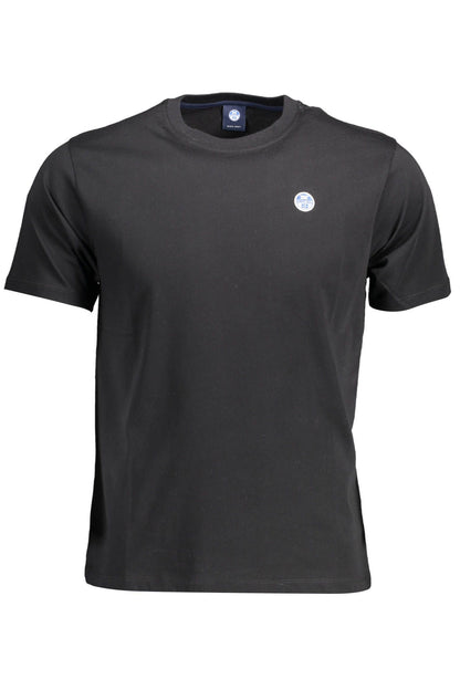 North Sails Sleek Black Round Neck Tee with Logo Accent North Sails