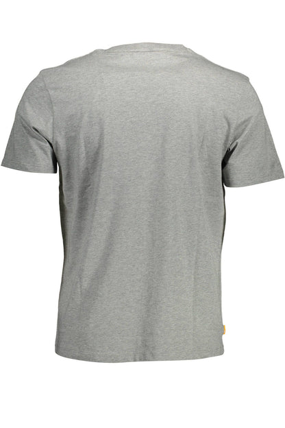 Timberland Eco-Conscious Gray Cotton Tee with Logo Print Timberland