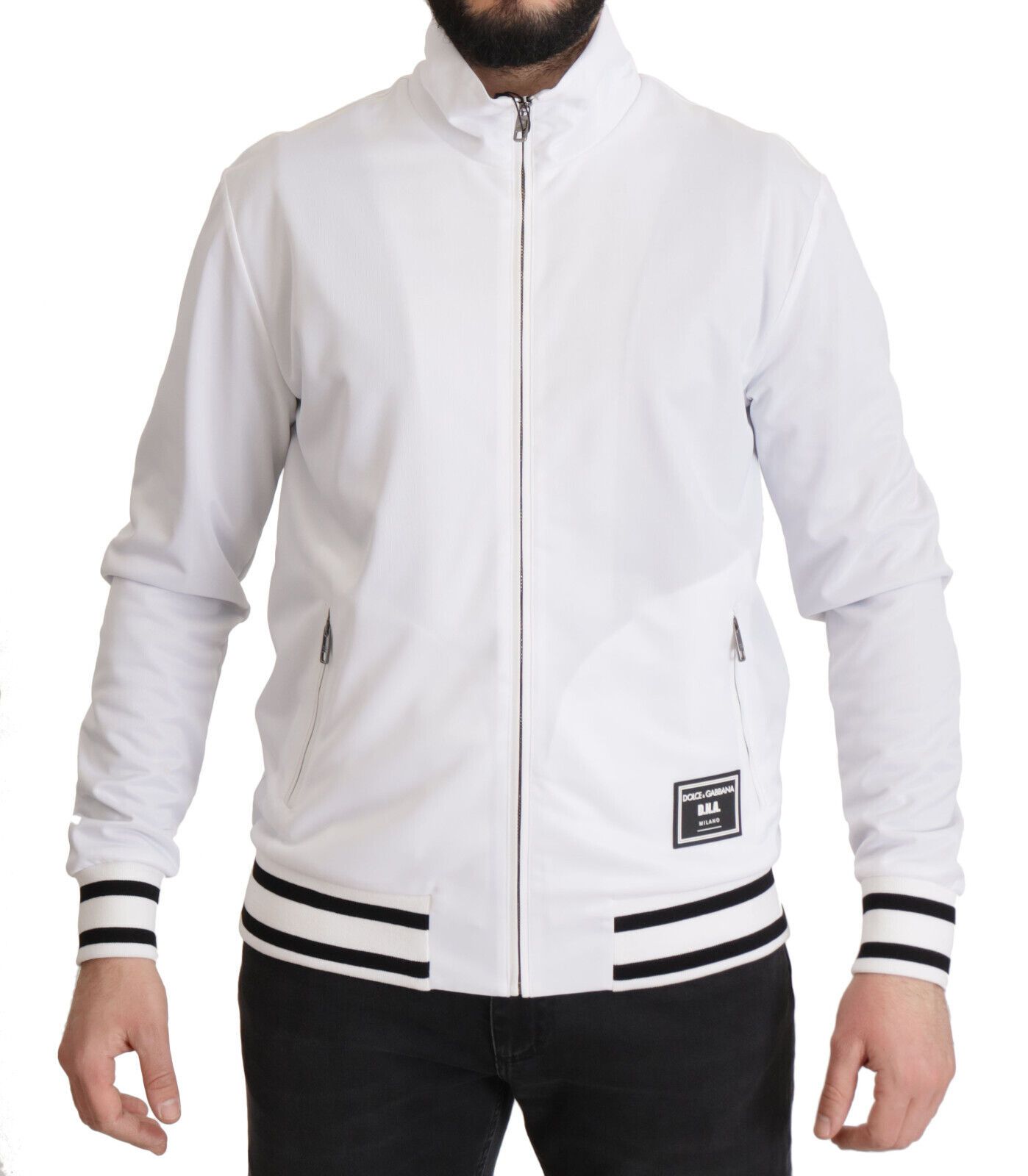 Dolce & Gabbana Sleek White Zip Sweater for Men Dolce & Gabbana