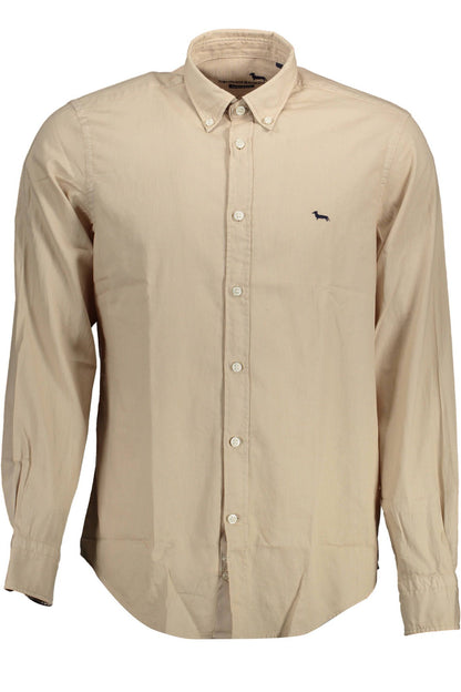 Harmont & Blaine Chic Beige Cotton Shirt with Contrast Details Harmont & Blaine