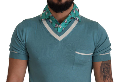 Dolce & Gabbana Elegant Silk Polo Tee with Boat Collar Print Dolce & Gabbana