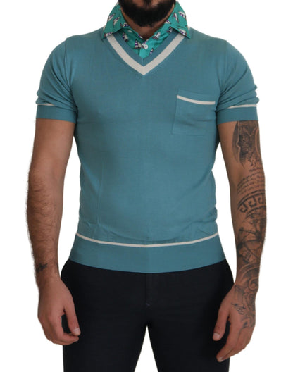 Dolce & Gabbana Elegant Silk Polo Tee with Boat Collar Print Dolce & Gabbana