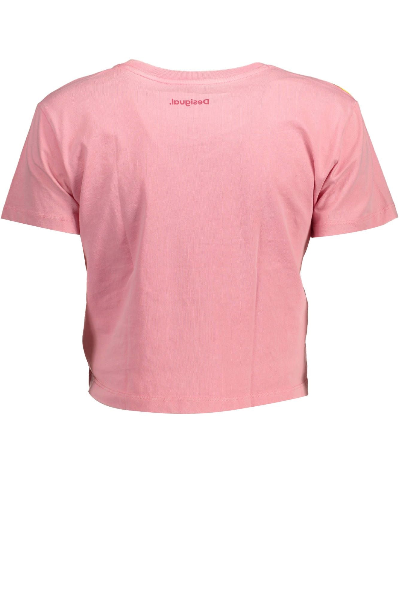 Desigual Chic Pink Embellished Cotton Tee Desigual