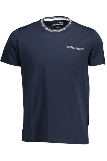 Harmont & Blaine Elegant Crew Neck Pocket Tee in Blue Harmont & Blaine