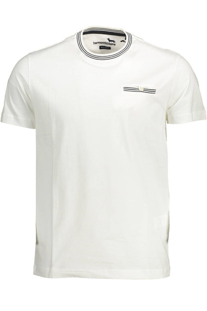 Harmont & Blaine Chic White Cotton Crew Neck Tee with Contrasting Details Harmont & Blaine