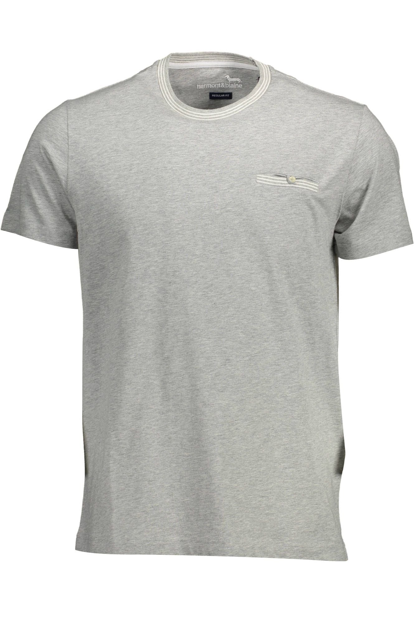 Harmont & Blaine Elegant Gray Cotton T-Shirt with Contrast Details Harmont & Blaine