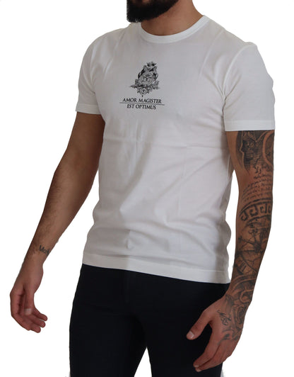 Dolce & Gabbana Chic White Logo Print Cotton Tee Dolce & Gabbana