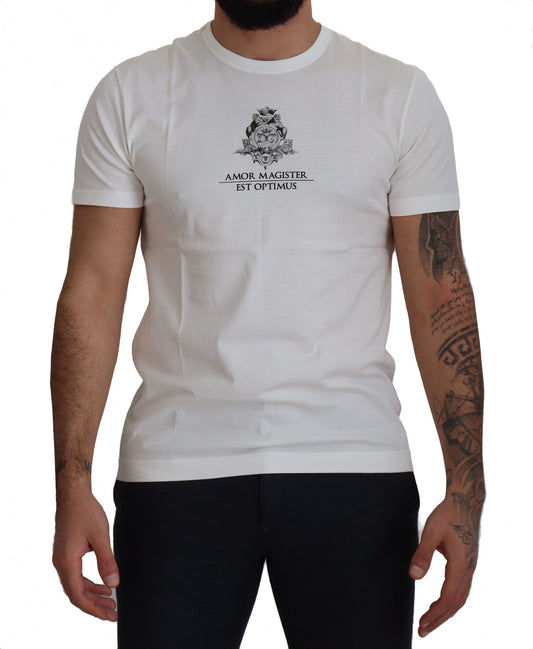 Dolce & Gabbana Chic White Logo Print Cotton Tee Dolce & Gabbana