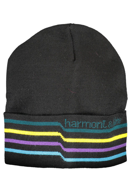 Harmont & Blaine Sleek Black Wool Blend Cap with Embroidery Harmont & Blaine