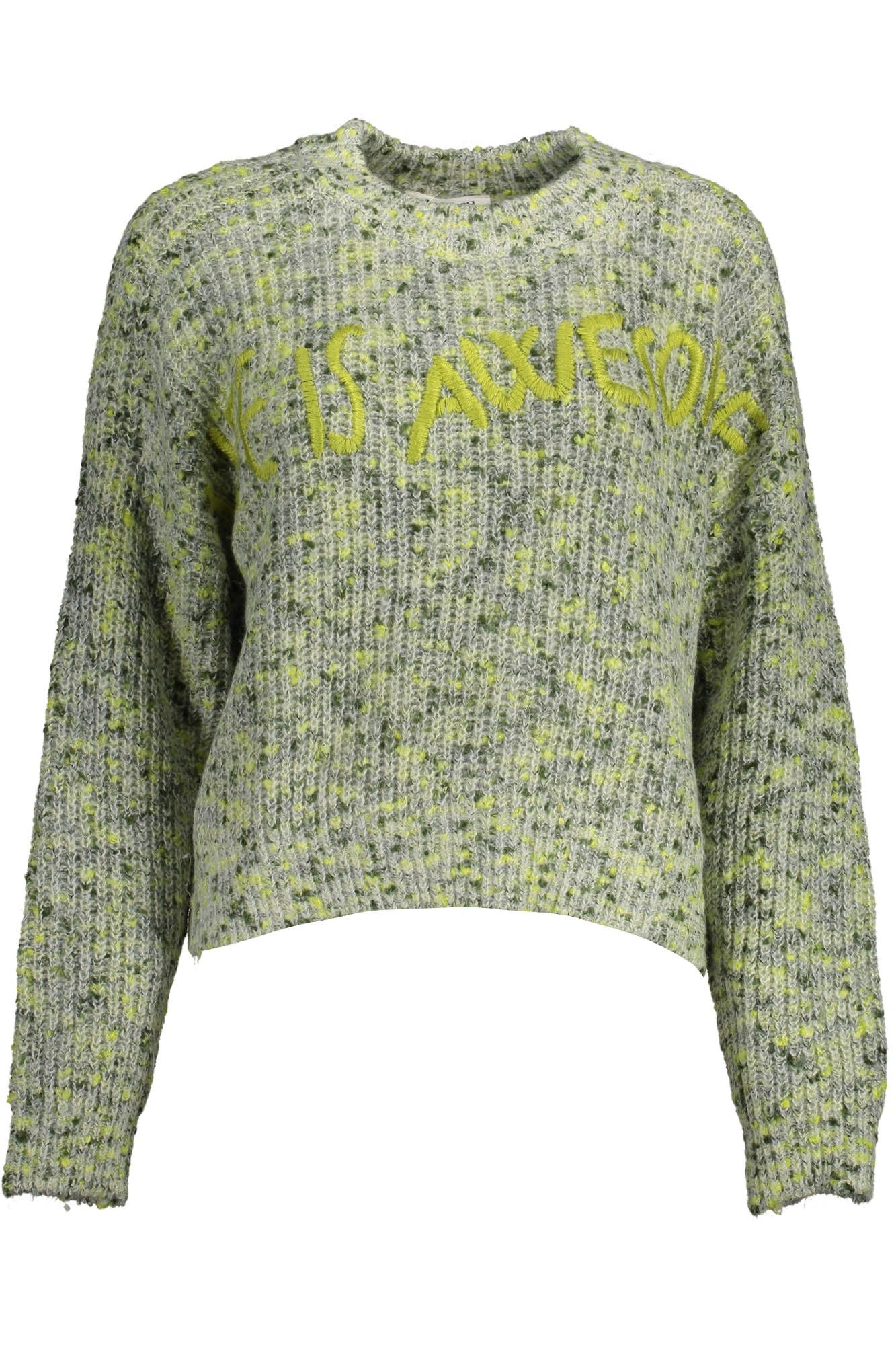 Desigual Green Embroidered Sweater with Contrasting Accents Desigual