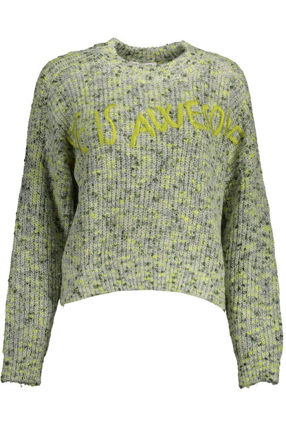 Desigual Green Embroidered Sweater with Contrasting Accents Desigual