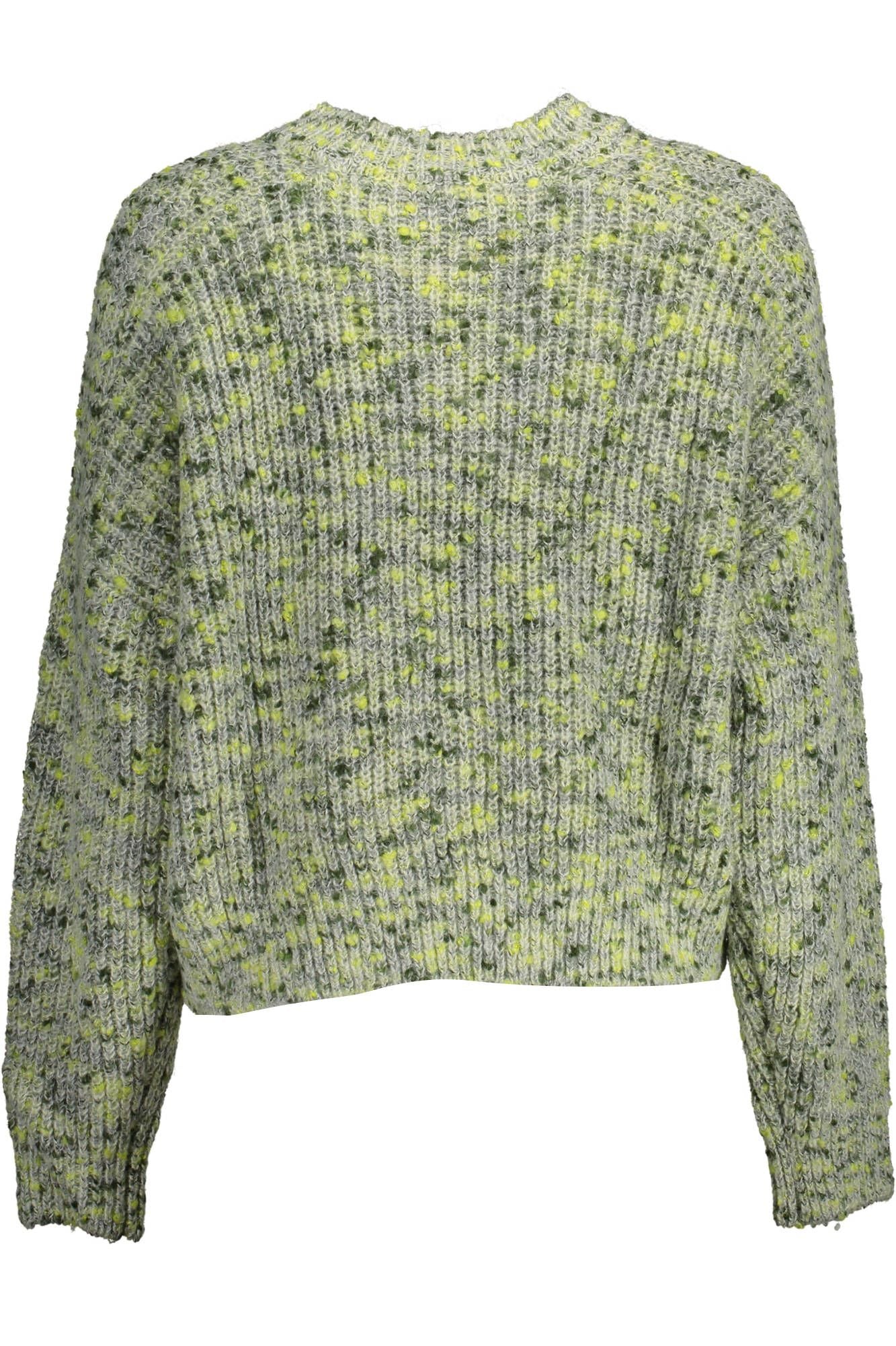 Desigual Green Embroidered Sweater with Contrasting Accents Desigual