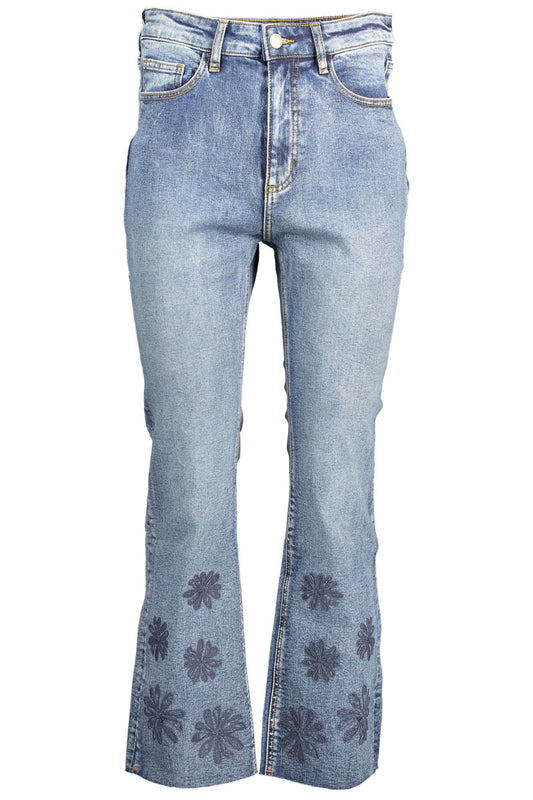 Desigual Chic Embroidered Faded Jeans with Contrasting Accents Desigual