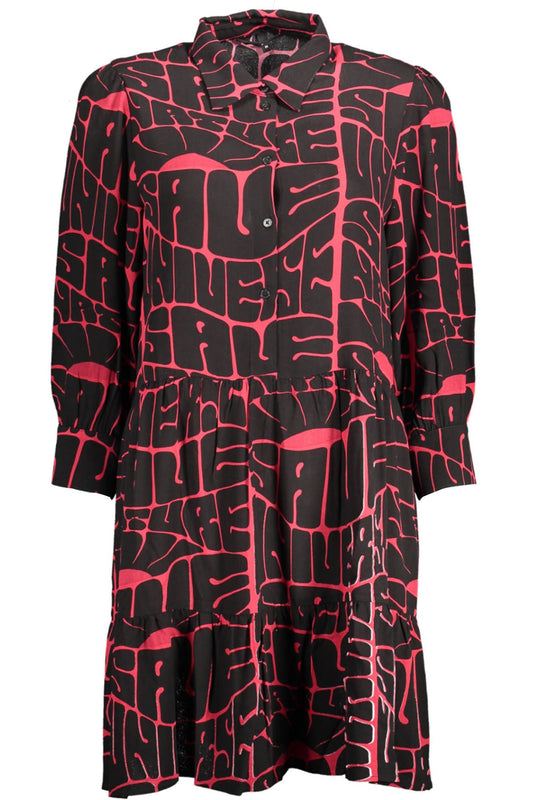 Desigual Elegant Viscose Long-Sleeve Dress with Italian Collar Desigual