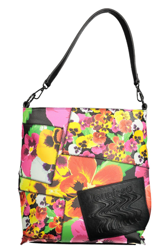 Desigual Elegant Black Statement Handbag with Logo Desigual