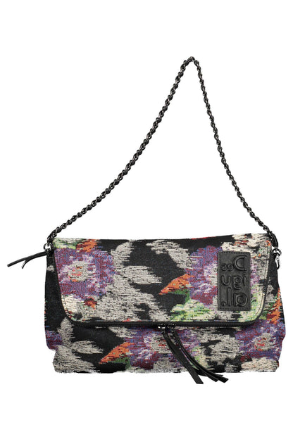 Desigual Chic Black Cotton Handbag with Contrasting Details Desigual