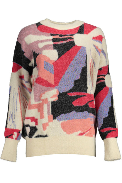 Desigual Chic White Contrasting Detail Sweater Desigual