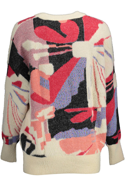 Desigual Chic White Contrasting Detail Sweater Desigual