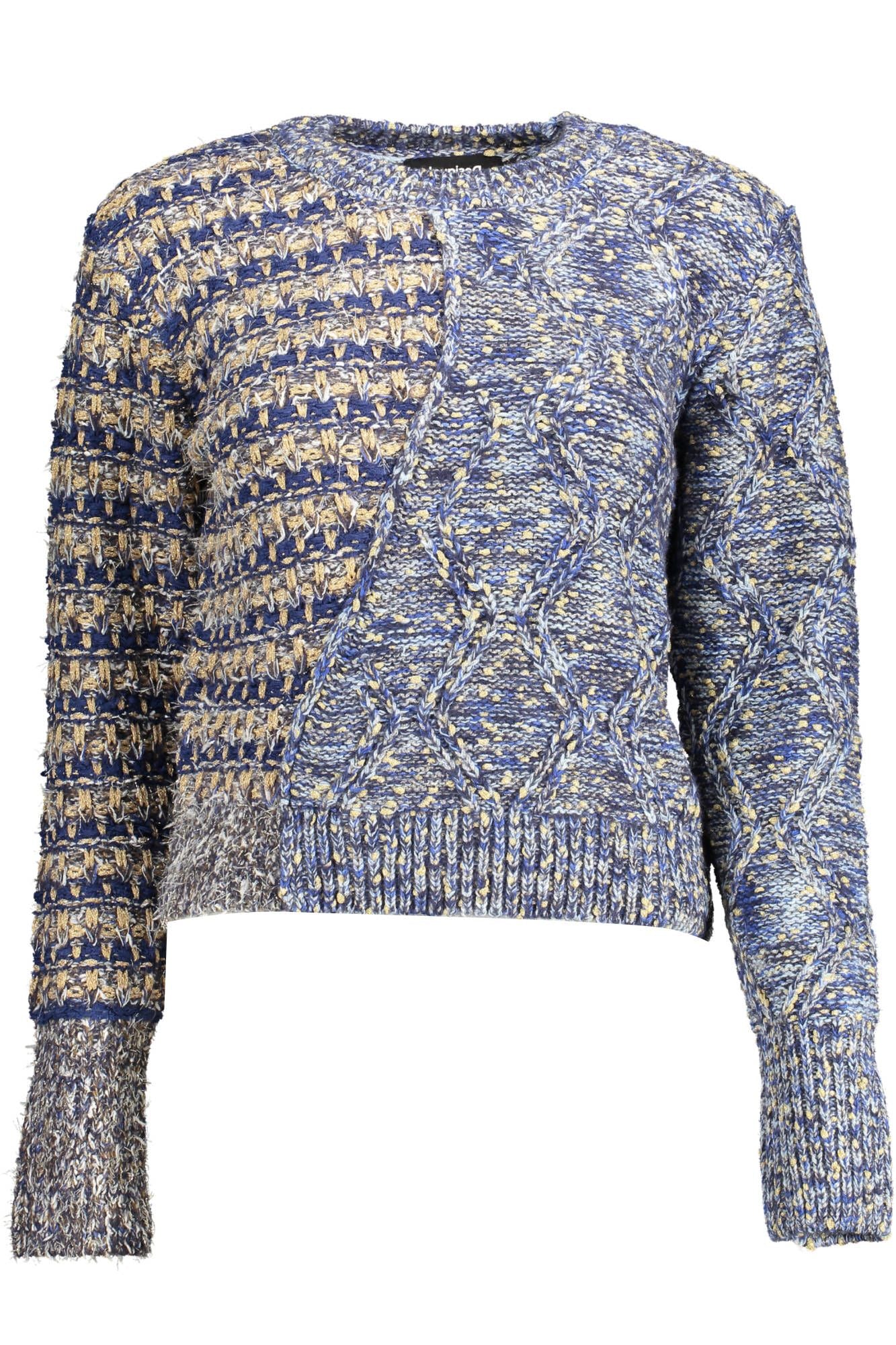 Desigual Eclectic Blue Contrast Detail Sweater Desigual