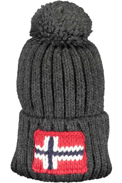 Napapijri Chic Gray Pompon Hat with Signature Embroidery Napapijri