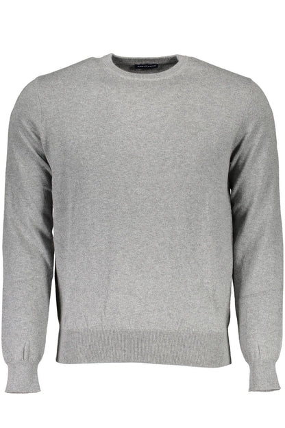 North Sails Eco-Conscious Gray Knit Sweater With Logo Detail North Sails