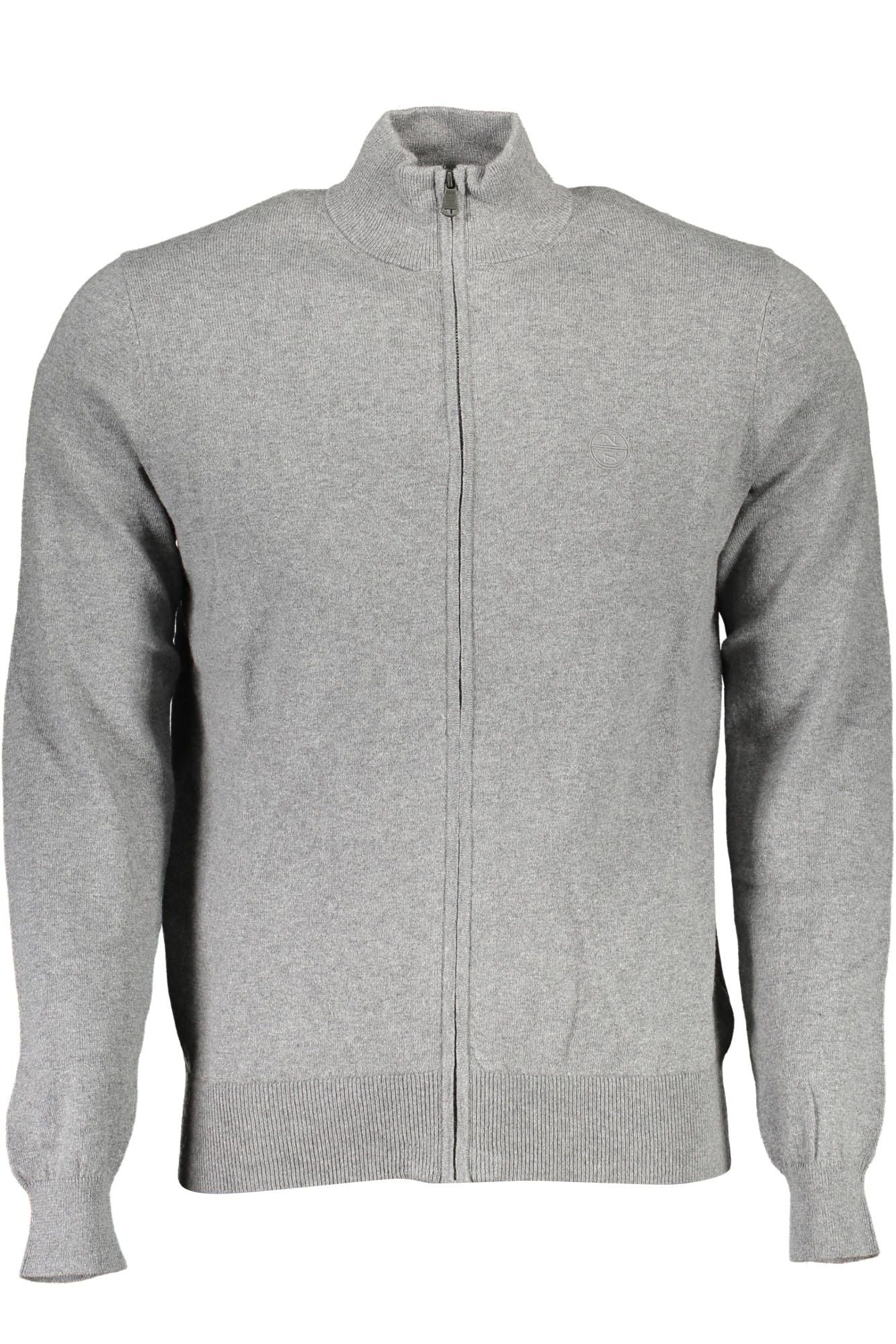 North Sails Sleek Gray Zip-Up Cardigan with Embroidered Logo North Sails