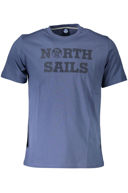 North Sails Blue Cotton Crew Neck Tee with Print North Sails