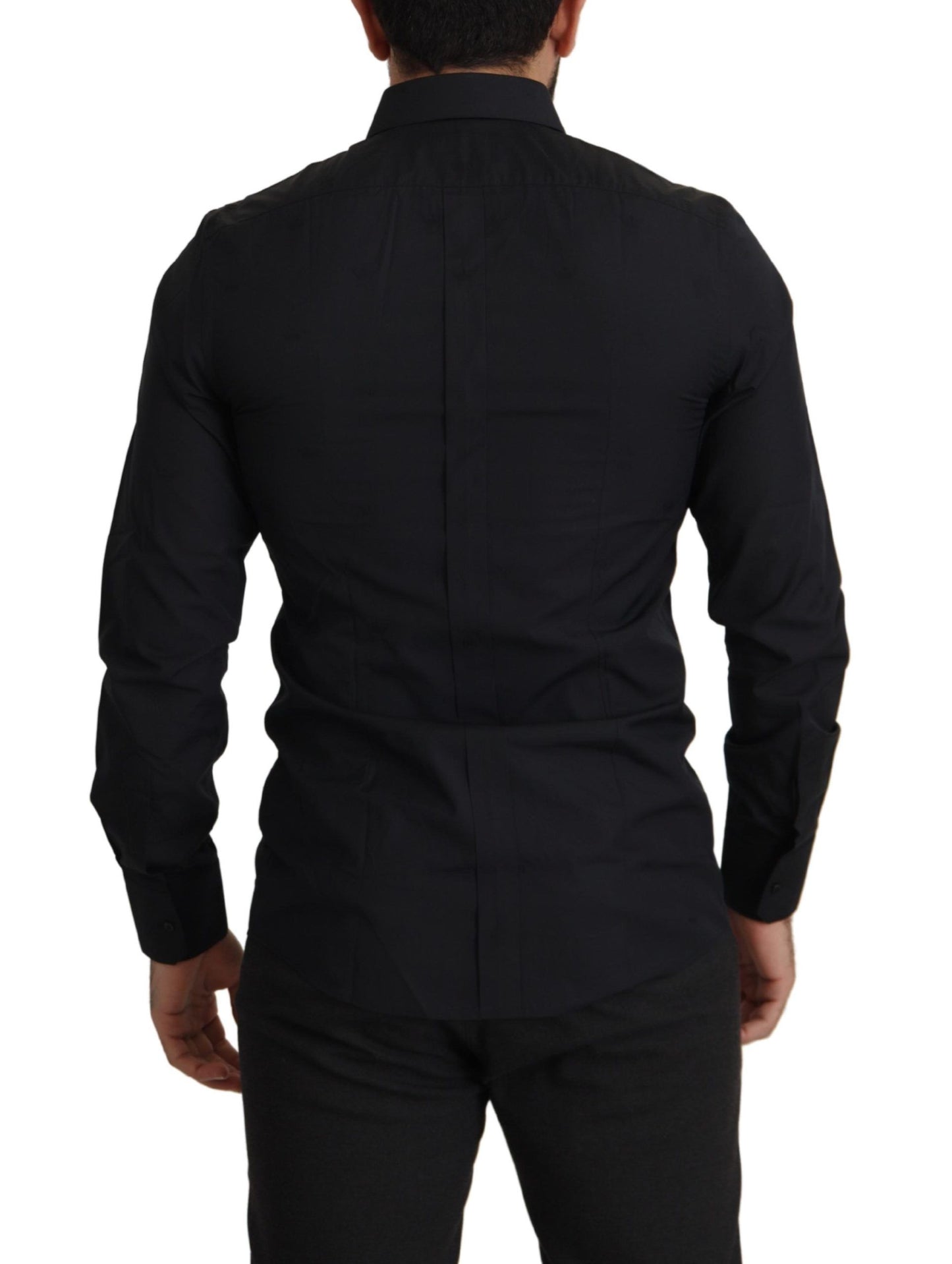 Dolce & Gabbana Elegant Slim Fit Black Cotton Dress Shirt Dolce & Gabbana