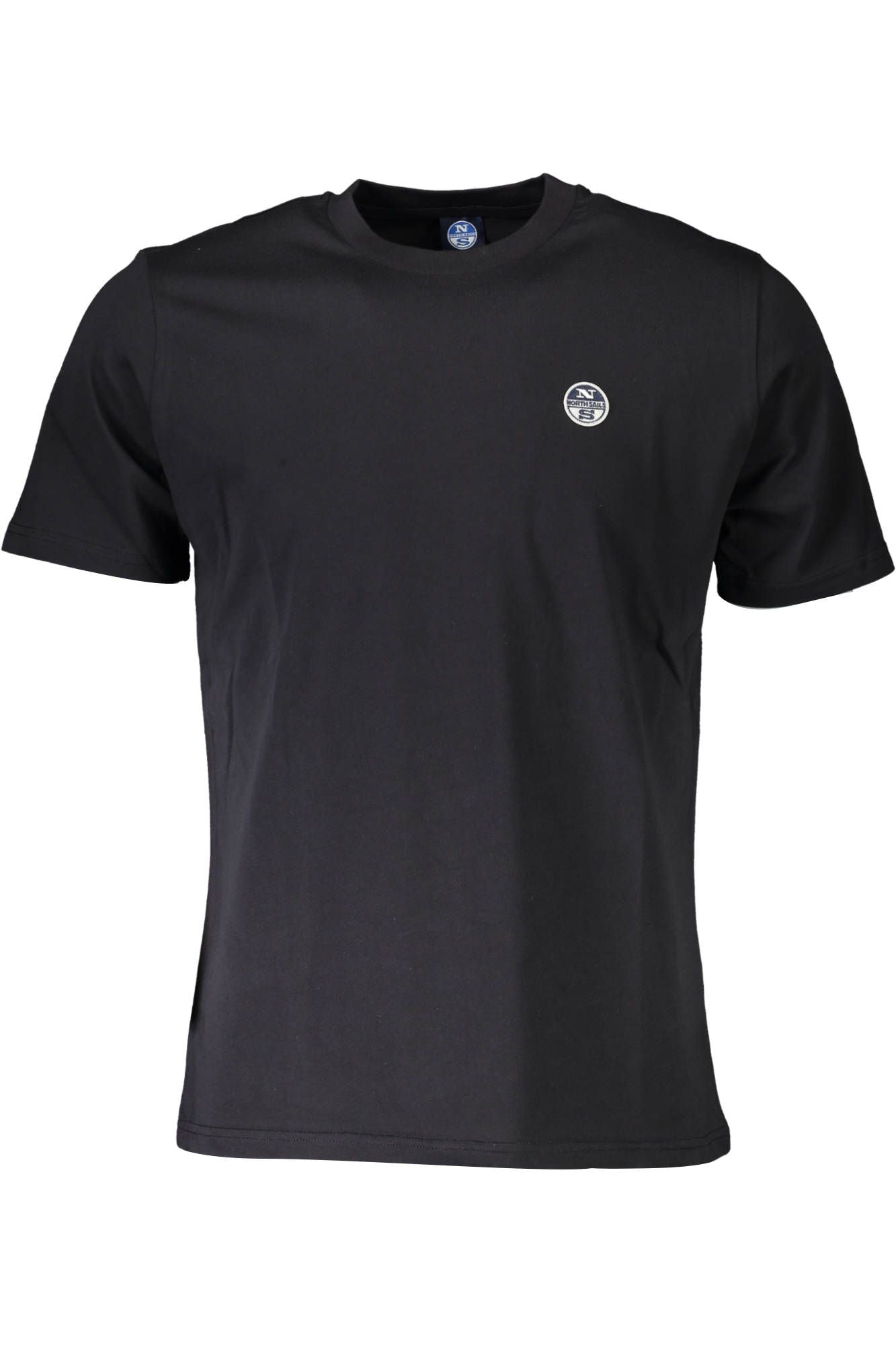 North Sails Elegant Black Cotton Tee with Logo Applique North Sails