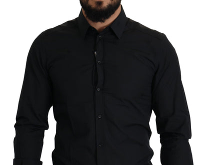 Dolce & Gabbana Elegant Slim Fit Black Cotton Dress Shirt Dolce & Gabbana