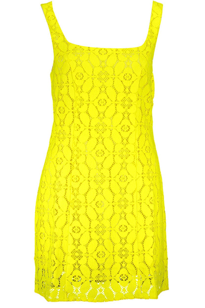 Desigual Chic Yellow Square Neck Sleeveless Dress Desigual