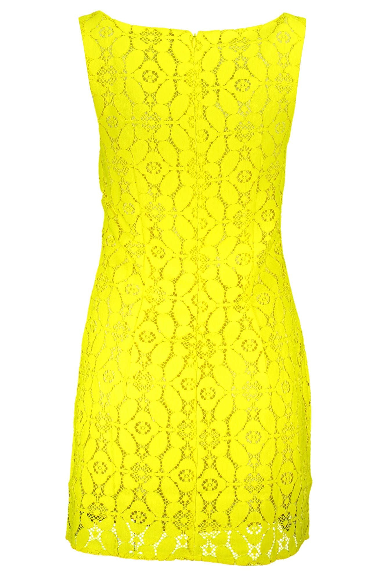 Desigual Chic Yellow Square Neck Sleeveless Dress Desigual