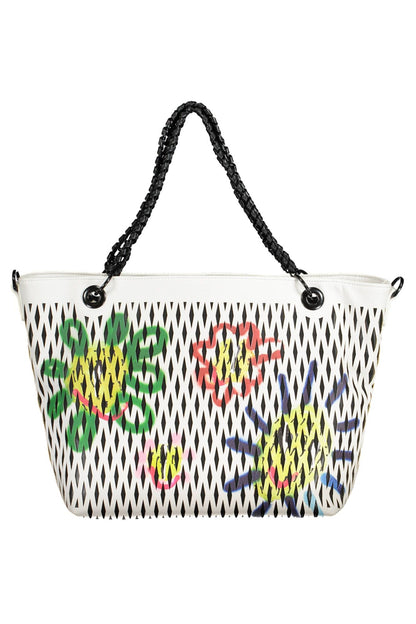 Desigual Chic White Chain-Handle Shoulder Bag Desigual