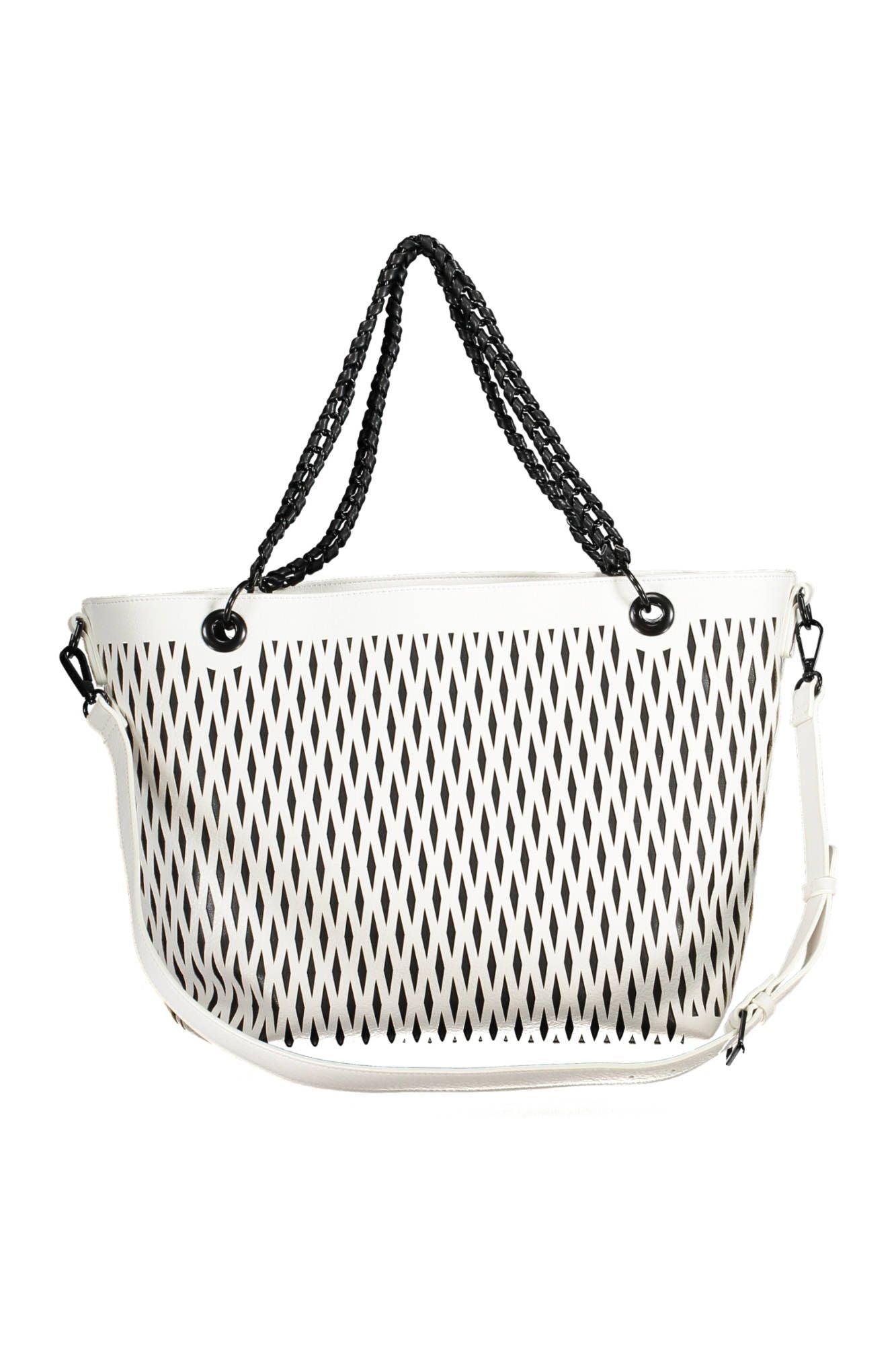 Desigual Chic White Chain-Handle Shoulder Bag Desigual