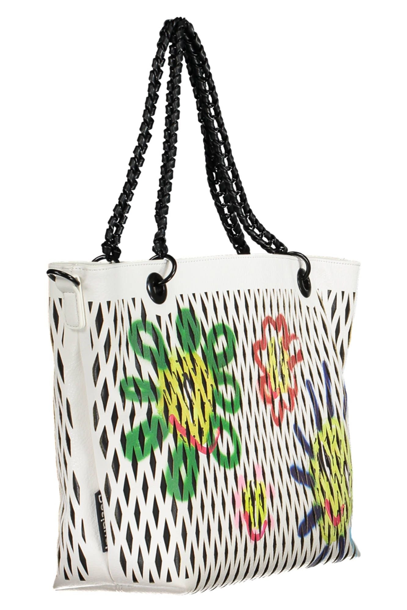 Desigual Chic White Chain-Handle Shoulder Bag Desigual