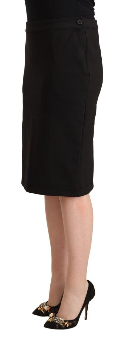 GF Ferre Chic Black Pencil Skirt Knee Length GF Ferre