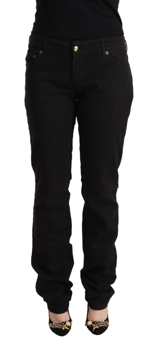 Just Cavalli Sleek Mid-Waist Slim Fit Black Jeans Just Cavalli