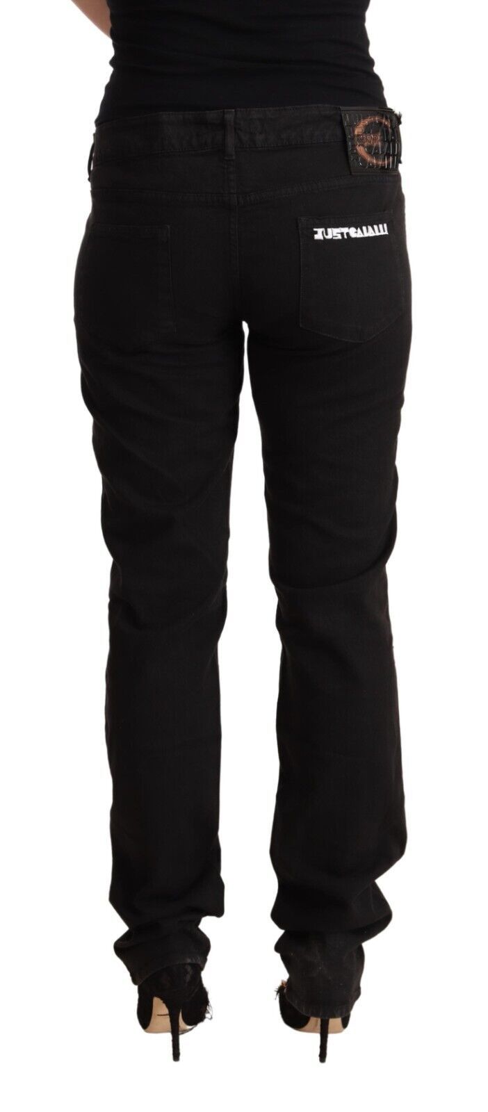 Just Cavalli Sleek Mid-Waist Slim Fit Black Jeans Just Cavalli