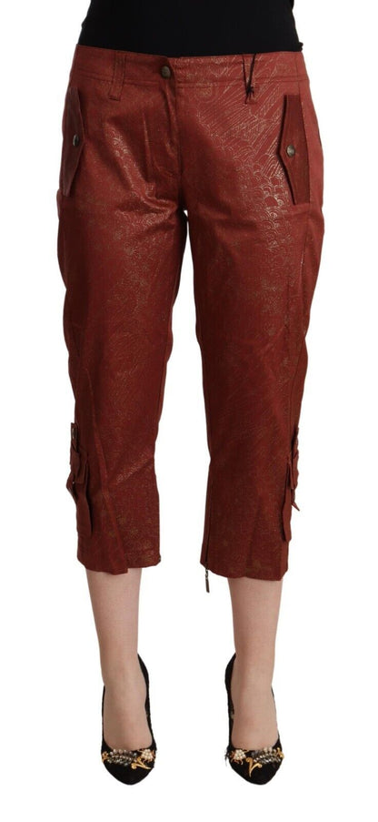 Just Cavalli Chic Brown Cropped Cotton Pants Just Cavalli