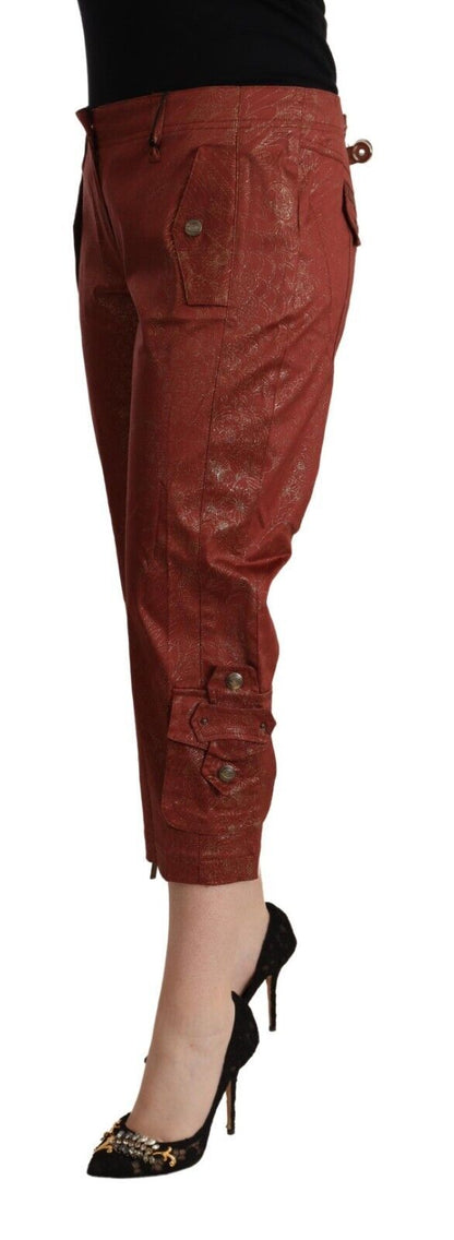 Just Cavalli Chic Brown Cropped Cotton Pants Just Cavalli