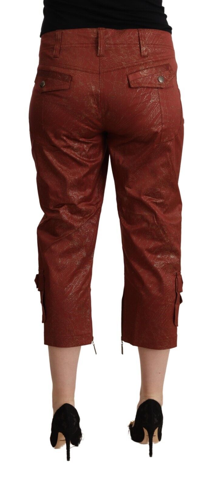 Just Cavalli Chic Brown Cropped Cotton Pants Just Cavalli